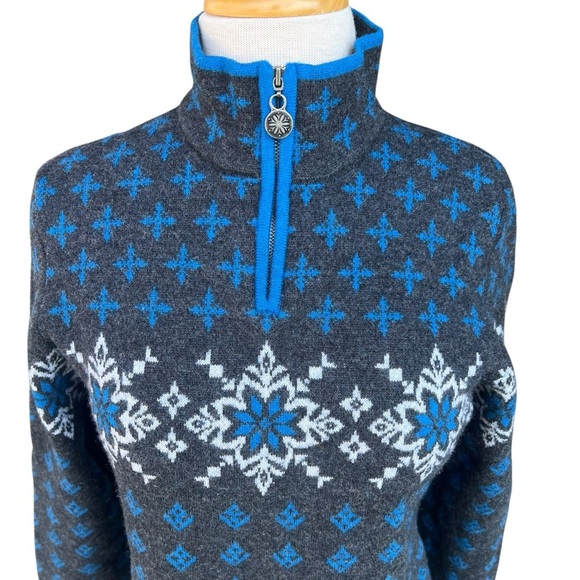 Neve Designs Snowflake Fair Isle Nordic 1/4 Zip Knit Wool Ski Sweater Large GUC - Picture 4 of 16